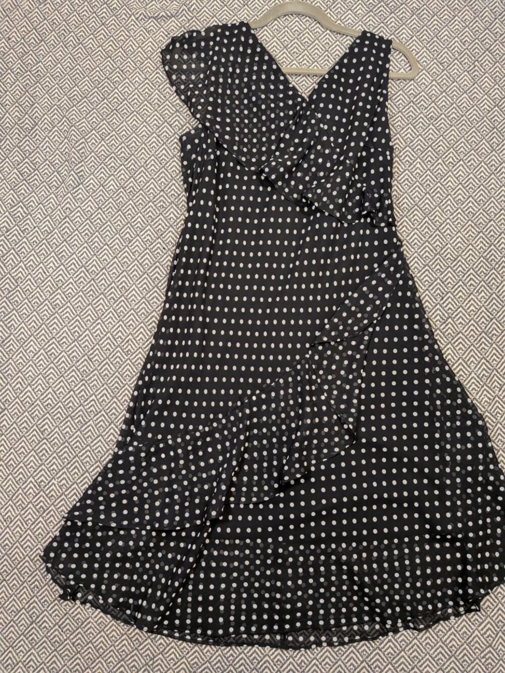 Amanda Collection Black White Polka Dot Dress Size L Business Casual Date Nigh
